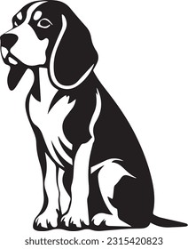 beagle dog breed black and white illustration