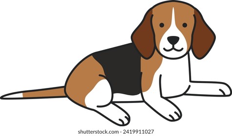 Beagle dog breed flat icon isolated on white background. Vector illustration