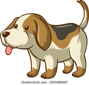 Beagle dog cartoon character on white background illustration