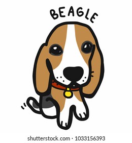 Beagle dog cartoon doodle style
