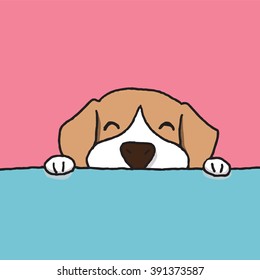 beagle dog cartoon hand drawn vector illustration