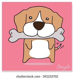 beagle dog cartoon hand drawn vector illustration