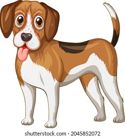 Beagle dog cartoon on white background illustration