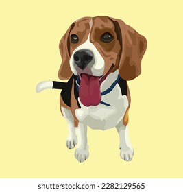 Beagle dog drawing. Cute and smart. Bright.