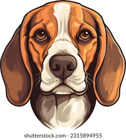 Beagle dog face in vector illustration design artwork. Cartoon character.