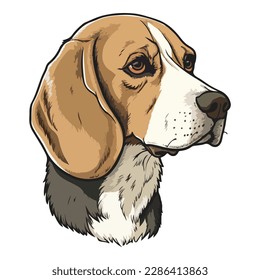 Beagle-Hund-Flachicon einzeln auf weißem Hintergrund