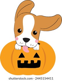 Beagle perro halloween con calabaza