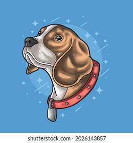 beagle dog head illustration vector grunge style 