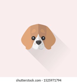 Beagle Dog Head Vector Flat Design Illustration from Front View for Website Icon Social Media or Blog Post for Dog Business Related