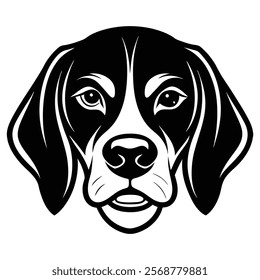 Beagle dog head vector silhouette art illustration