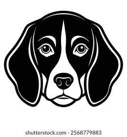 Beagle dog head vector silhouette art illustration