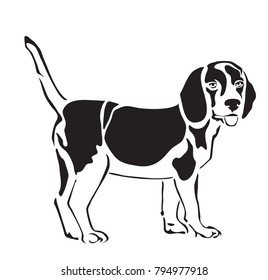 Beagle dog Icon on white background. Laser cutting template. Stencil. Dog silhouette.