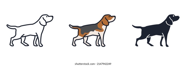 plantilla de símbolo de icono de perro beagle para la colección de diseño gráfico y web ilustración vectorial