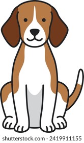 Beagle dog isolated on white background. Vector illustration in flat style.