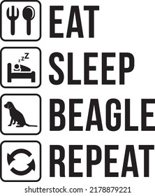 Beagle dog pet lover EPS vector art eat sleep beagle repeat