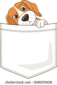 Perro Beagle en un vector de autoadhesivo de bolsillo