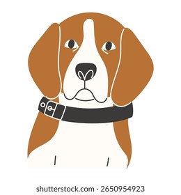 Beagle Dog Portrait Half Body Pet Illustration Flat Style