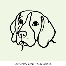 Beagle dog portrait. Vector illustration Pet outline.
