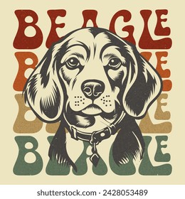 Beagle Dog Retro vintage tshirt design vector