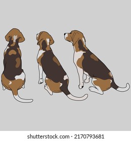 Beagle Dog Set Vector Art, Hunting Dogs Vector For T shirt design, Stock Illustration