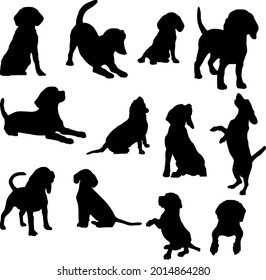 Beagle dog Silhouette Action Vector Illustration Eps10