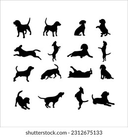 Beagle dog Silhouette Action Vector Illustration, Svg Files for Cricut, EPS File Vector svg