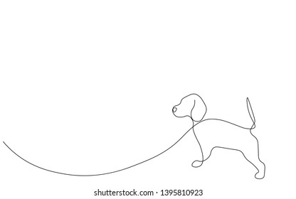 Beagle dog silhouette line drawing vector illustration