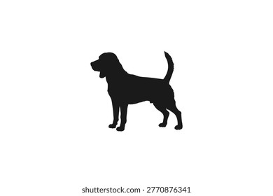 Beagle dog silhouette standing with open mouth