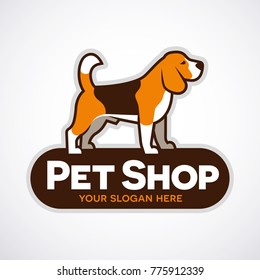 Beagle Dog Silhouette. Template For Pet Shop Logo, Veterinary, Or Dog Breed Club Logo.