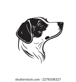 beagle dog simple vector black image on white background. Silhouette svg vector illustration animal, laser cutting cnc. svg