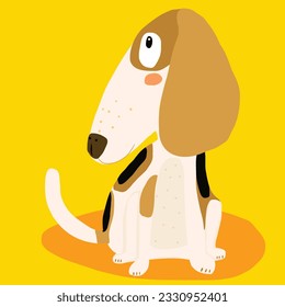 A beagle dog sitting. Vector illustration.