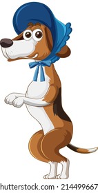 A beagle dog standing on two legs illustration
