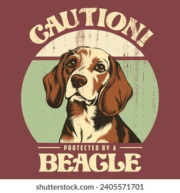 Beagle Dog vintage Tshirt Design Stock Vector Illustration