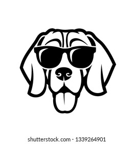 Beagle dog wearing sunglasses - isolated outlined vector illustration