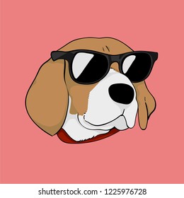 Beagle dog wearing sunglasses - Vector