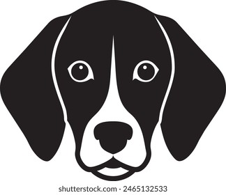 Beagle face black silhouette isolated on a white