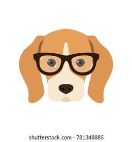 Beagle in glasses. Cute dog vector illustration.