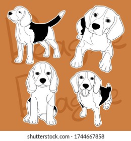 Beagle are hand drawn in vector.