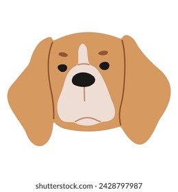 Beagle Head 1 cute on a white background, vector illustration.