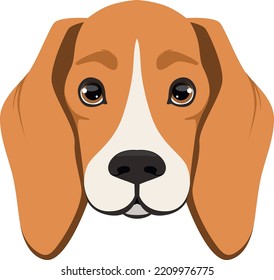 Beagle head icon. Cute puppy face. Dog emotion