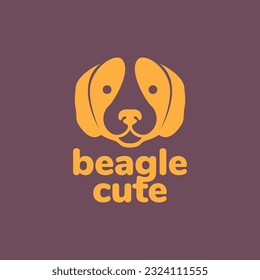 beagle head pets dog mascot cartoon flat modern minimal logo icon vector illustration