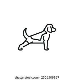 Beagle icon. A simplified representation of a Beagle, often a symbol of loyalty, companionship, and domestic life. Perfect for use in pet care, veterinary services. Vector illustration 