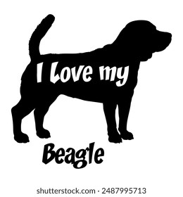 Beagle. Me encanta mi perro perro silueta perro razas logo perro monograma Vector