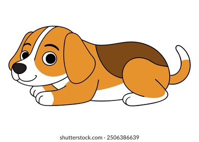 Beagle Lying Down Vector.  The Beagle lies on its stomach, side, or back, usually to rest or sleep.