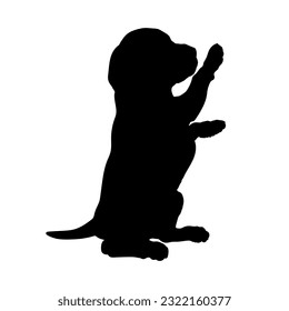 Beagle on two legs Dog puppies silhouette. Baby dog silhouette Puppy breeds 