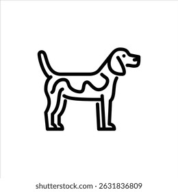 Beagle outline icon. dog breed black line illustration.