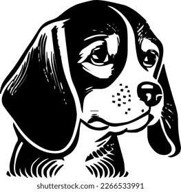 Beagle outline only, dog head, vector illustration, black color, vector image