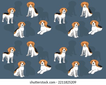 Beagle Poses Cute Character Seamless Wallpaper Background