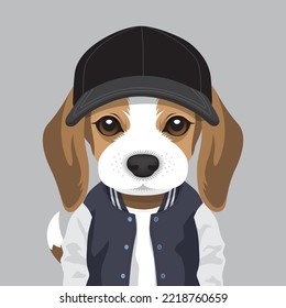 Beagle Puppy Baseball player vector illustration