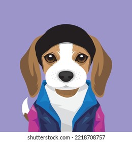 Beagle Puppy Trainer vector illustration